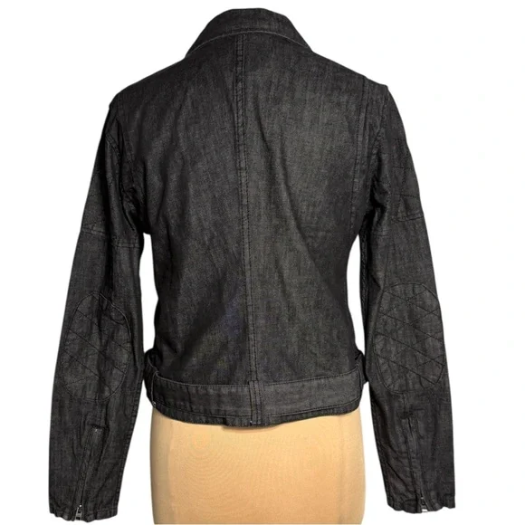 Harley-Davidson black denim slim fit moto jacket y2k biker grunge size L - Picture 6 of 14